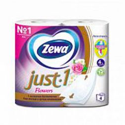 Zewa Just 1 Туалетная бумага 4-сл Цветы, 4 шт